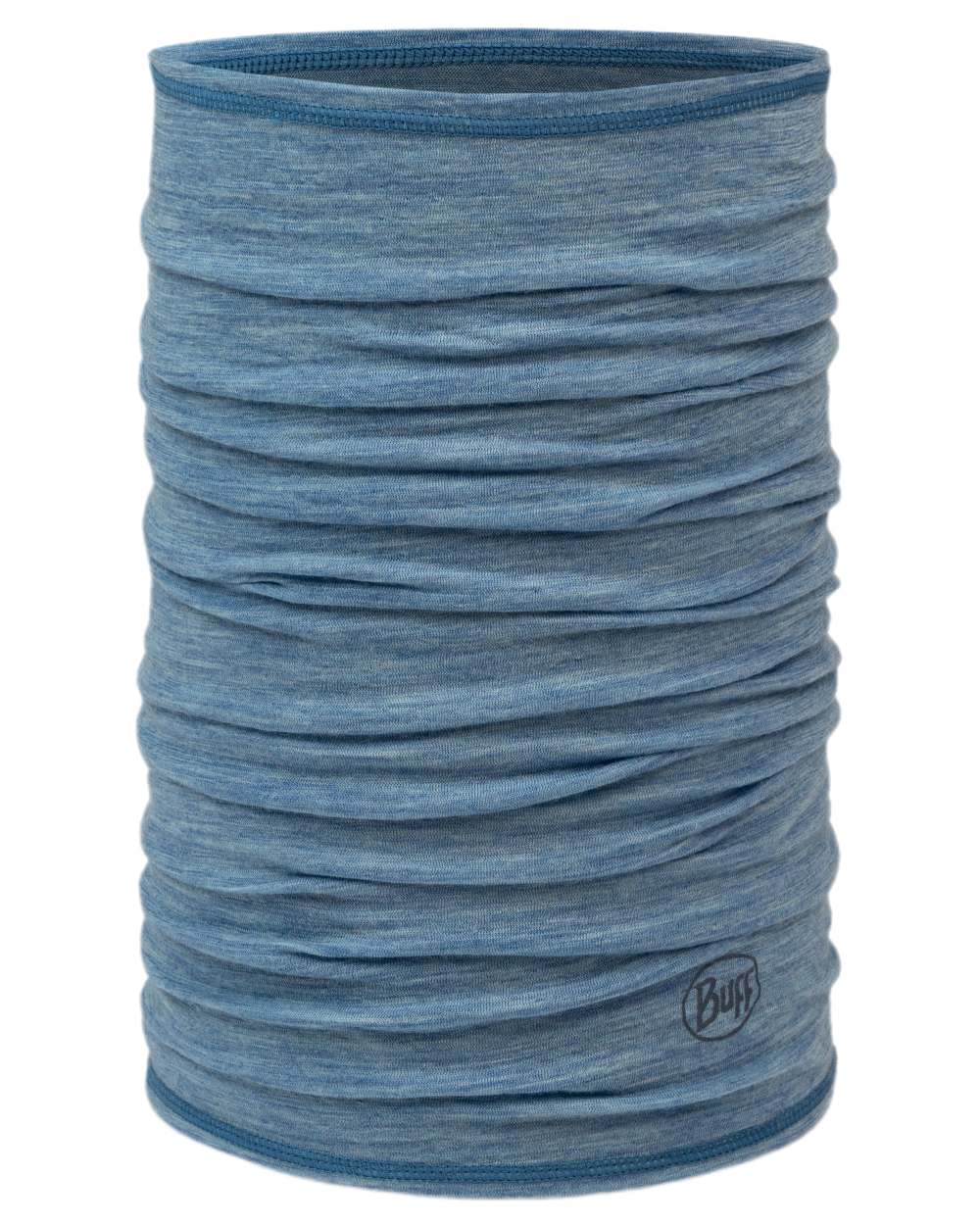 Lake Blue Coloured Buff Merino Lightweight Neck Warmer on white background 