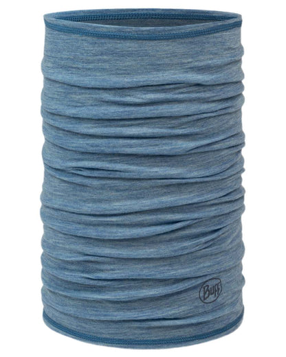 Lake Blue Coloured Buff Merino Lightweight Neck Warmer on white background 