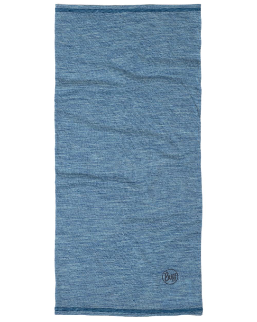 Lake Blue Coloured Buff Merino Lightweight Neck Warmer on white background 