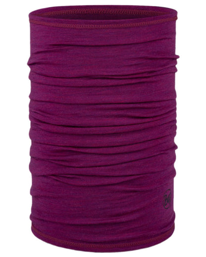 Magenta Coloured Buff Merino Lightweight Neck Warmer on white background 