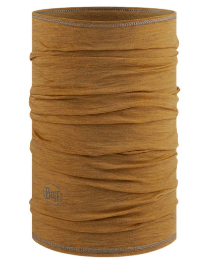 Mustard Coloured Buff Merino Lightweight Neck Warmer on white background 
