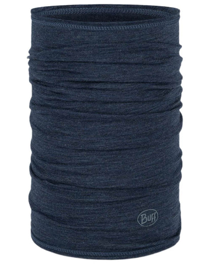Night Blue Coloured Buff Merino Lightweight Neck Warmer on white background 