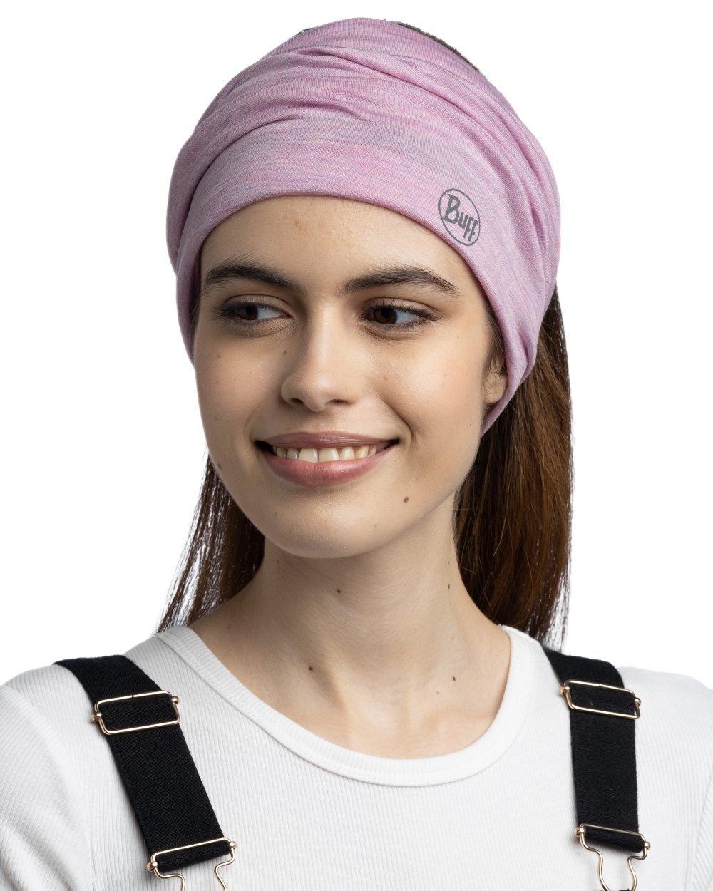 Pansy Coloured Buff Merino Lightweight Neck Warmer on white background 