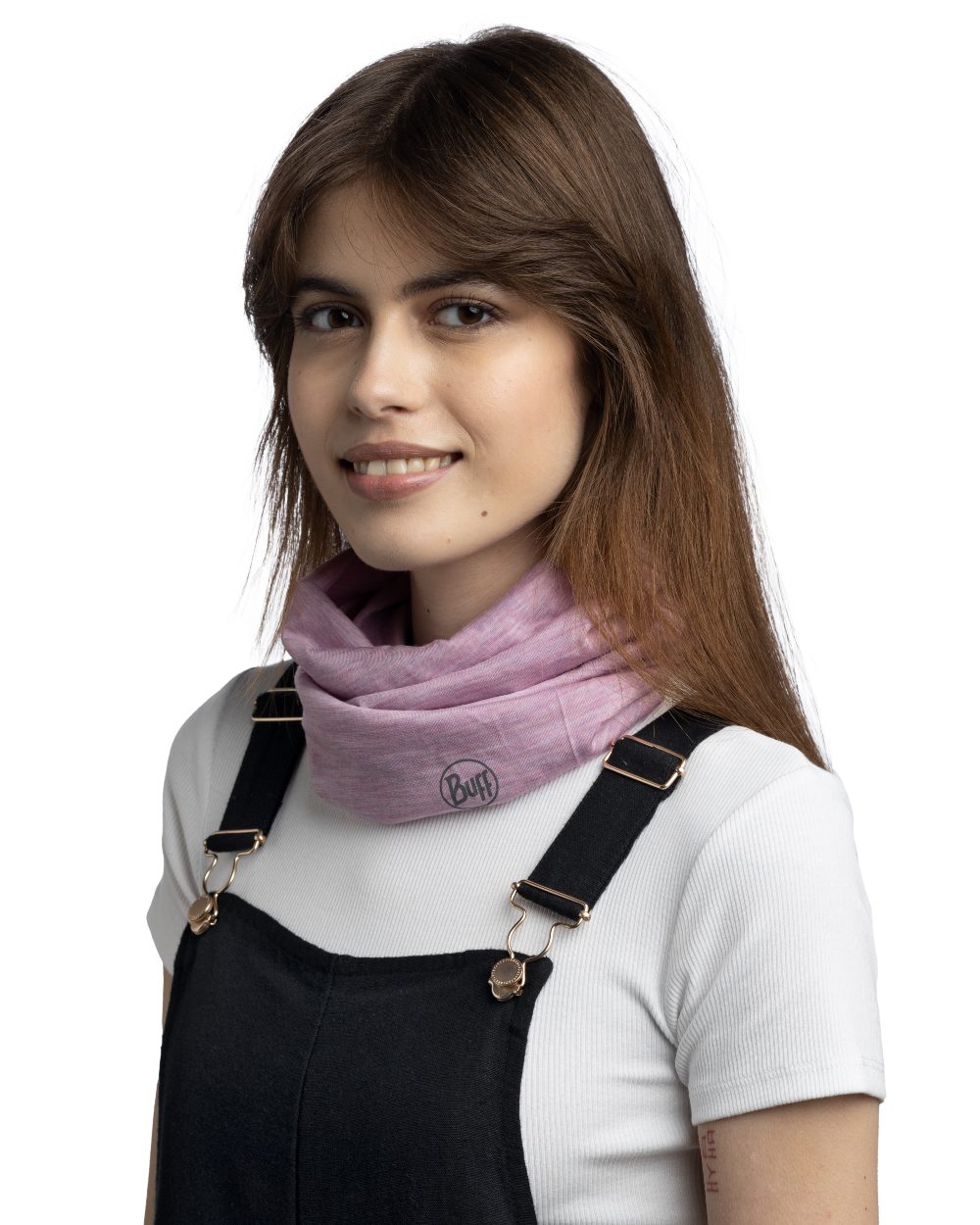 Pansy Coloured Buff Merino Lightweight Neck Warmer on white background 