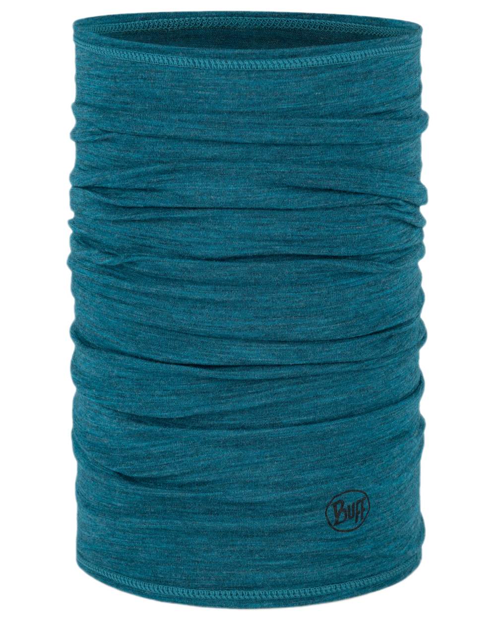 Teal Coloured Buff Merino Lightweight Neck Warmer on white background 