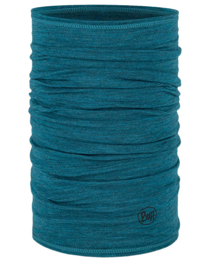 Teal Coloured Buff Merino Lightweight Neck Warmer on white background 
