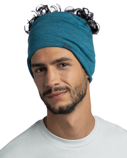 Teal Coloured Buff Merino Lightweight Neck Warmer on white background 