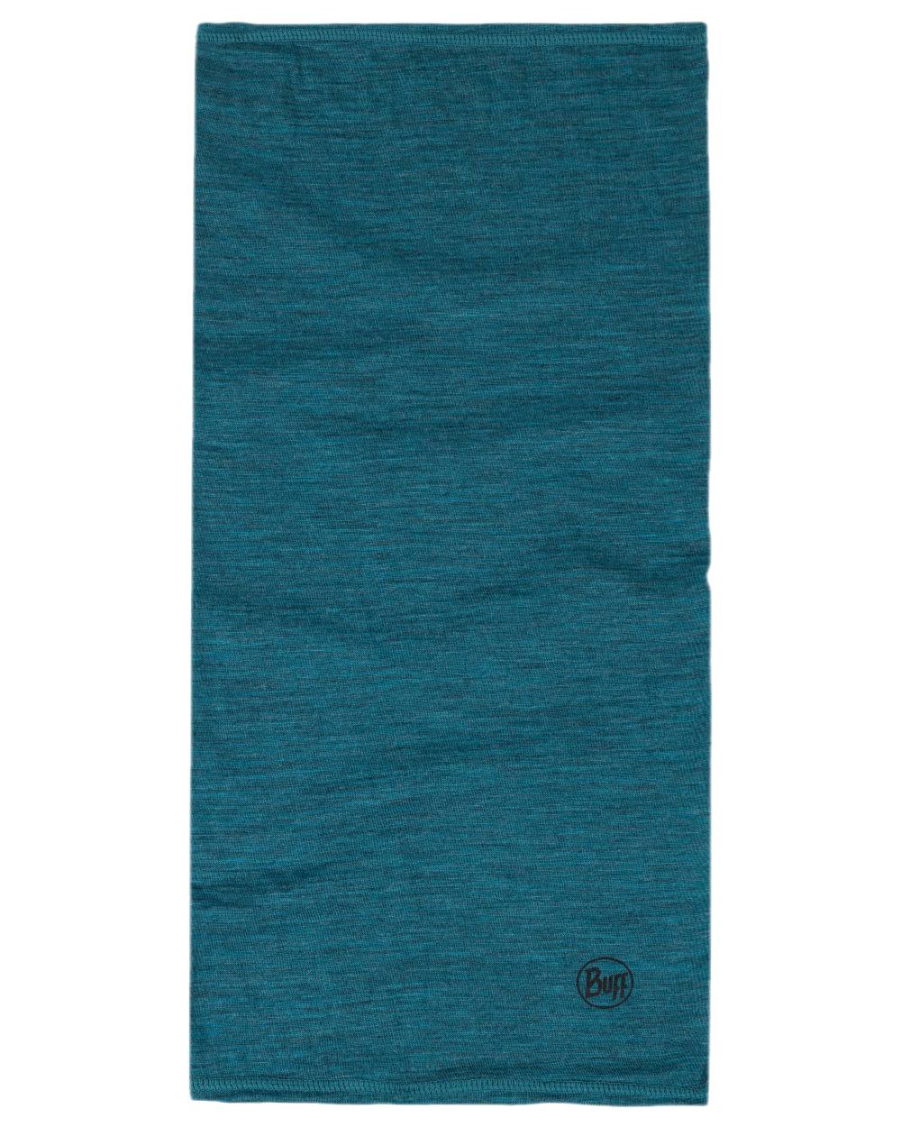 Teal Coloured Buff Merino Lightweight Neck Warmer on white background 