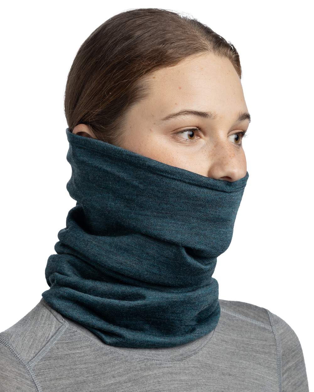 Tourmaline Coloured Buff Merino Midweight Neckwear on white background 