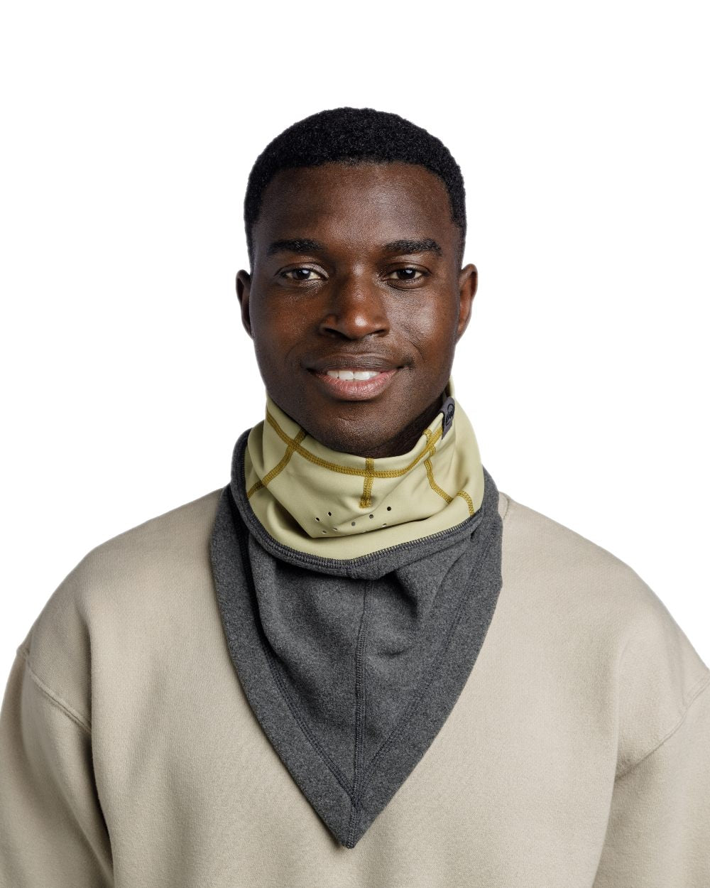 Grey Coloured Buff Mountain Bandana on white background 