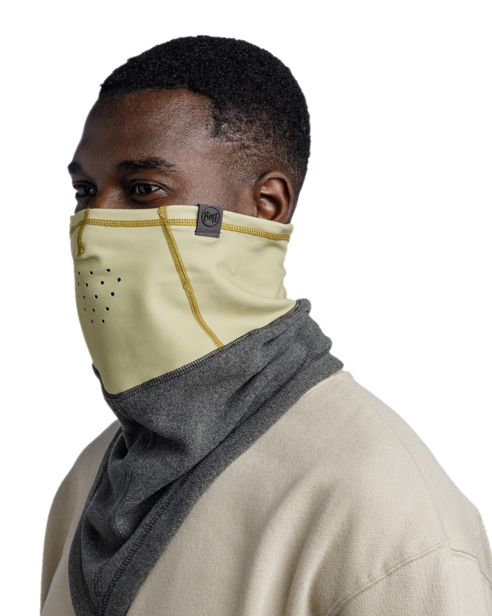 Grey Coloured Buff Mountain Bandana on white background 
