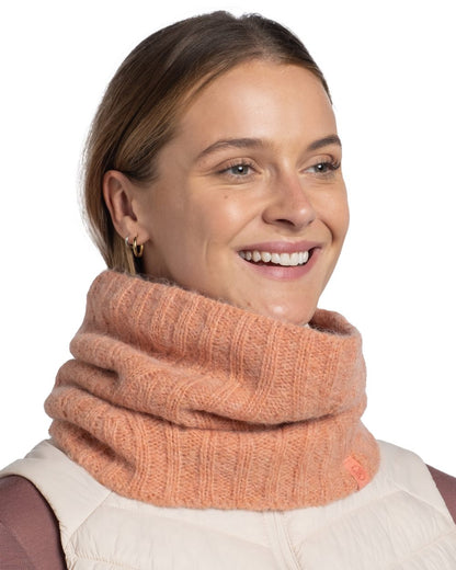 Crimson Red coloured Buff Nerla Knitted Neck Warmer on white background 