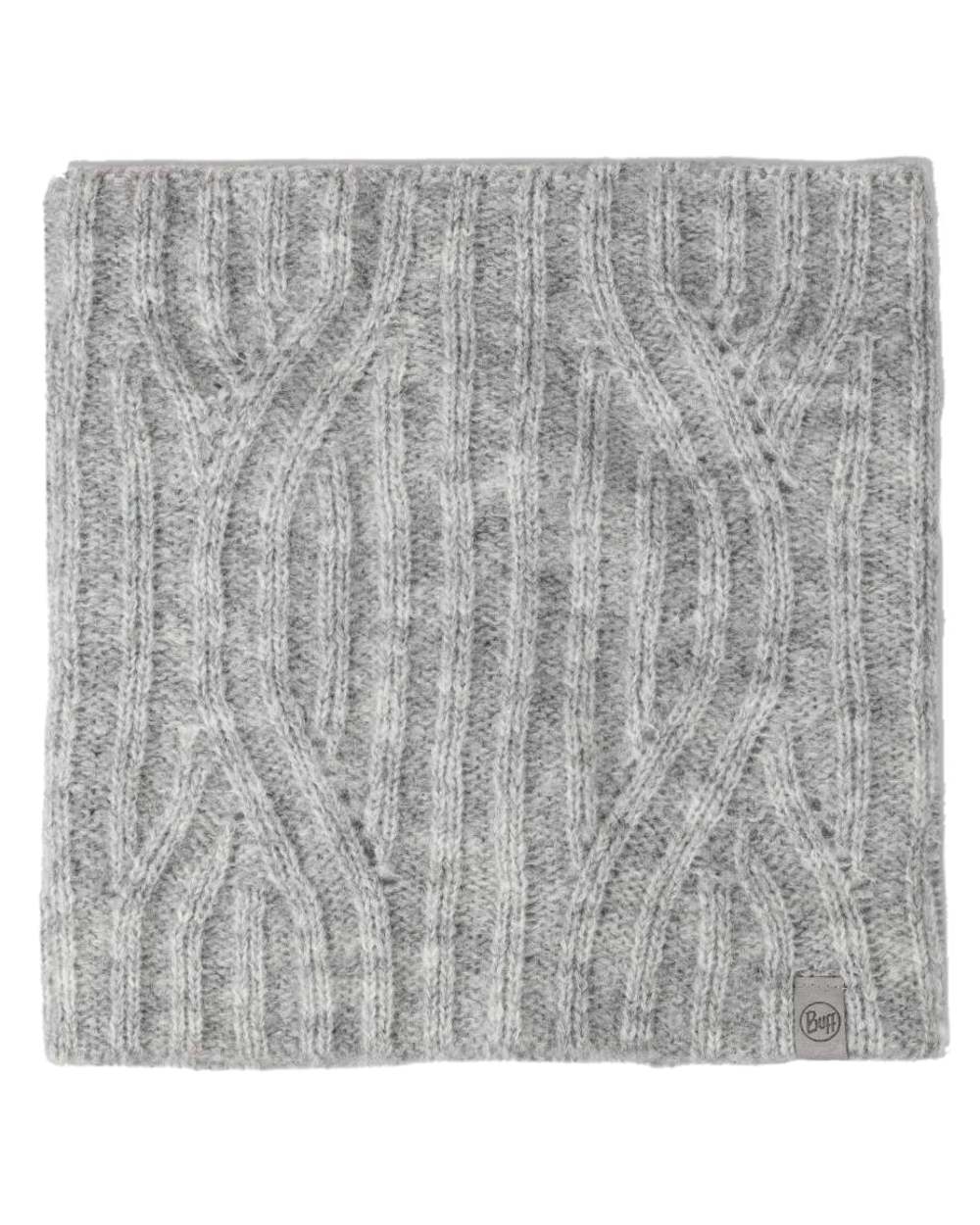 Grey coloured Buff Nerla Knitted Neck Warmer on white background 