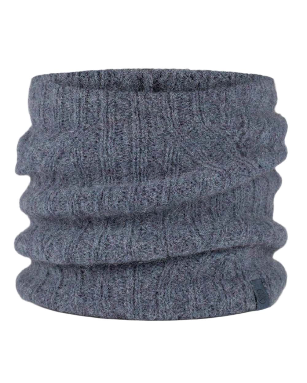 Water coloured Buff Nerla Knitted Neck Warmer on white background 
