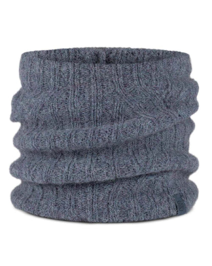 Water coloured Buff Nerla Knitted Neck Warmer on white background 