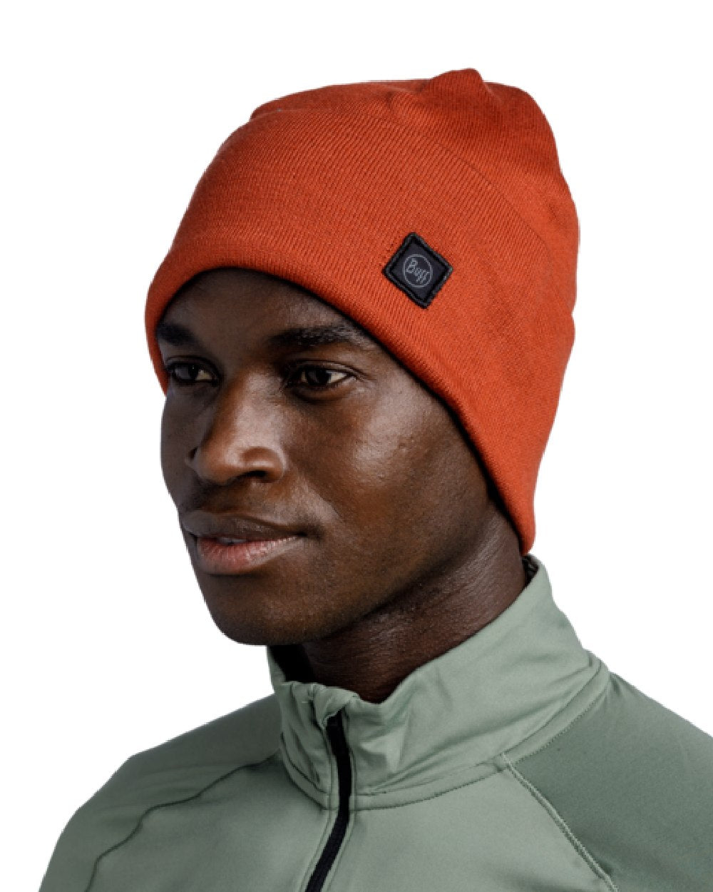 Cinnamon Coloured Buff Niels Knitted Beanie on white background 