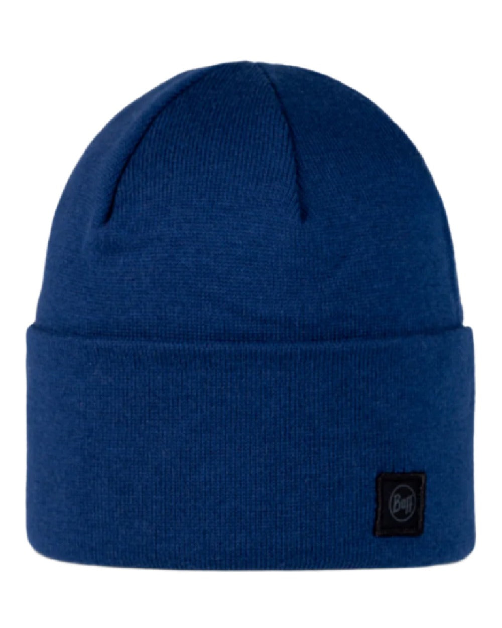 Cobalt Coloured Buff Niels Knitted Beanie on white background 