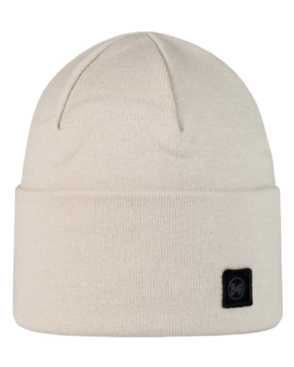 Ice Coloured Buff Niels Knitted Beanie on white background 