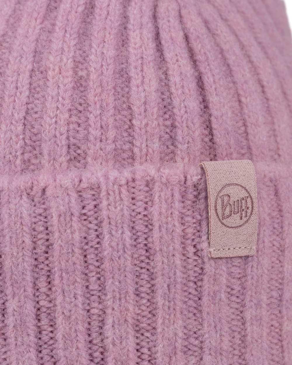 Camelia Coloured Buff Nilah Knitted Beanie on white background 