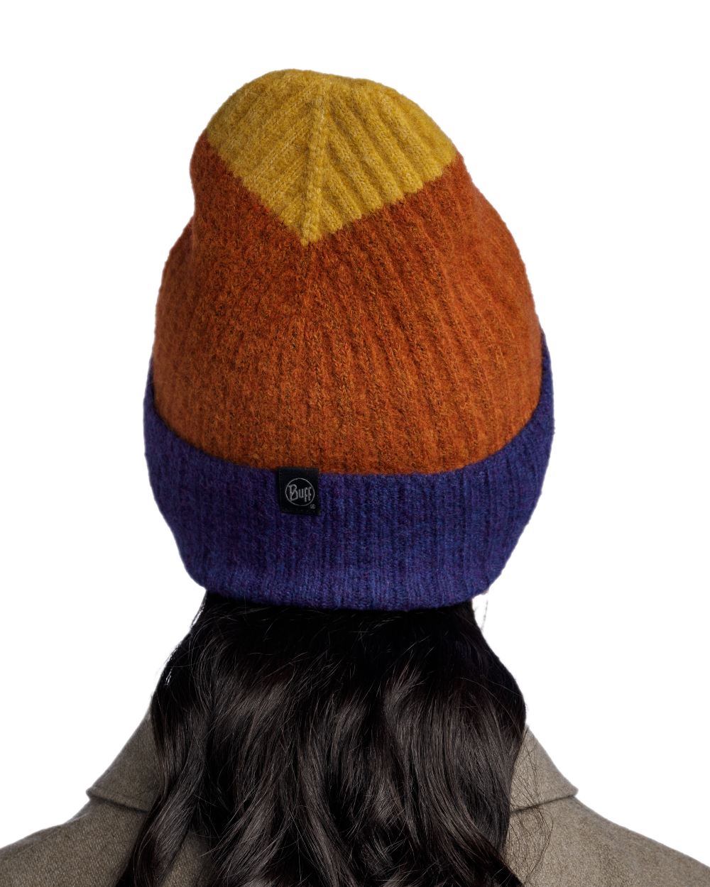 Denim Coloured Buff Nilah Knitted Beanie on white background 