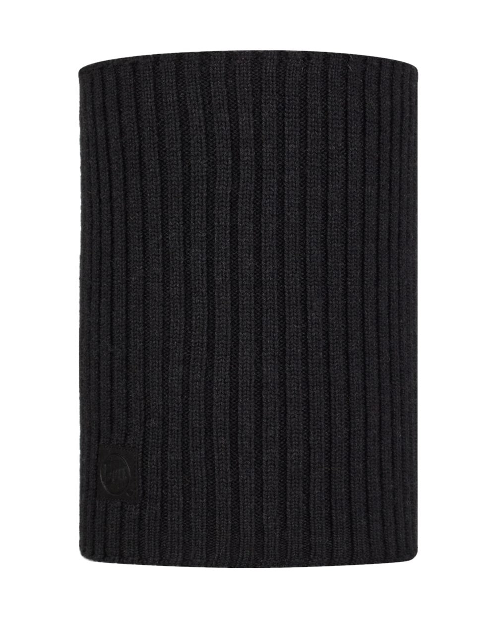 Graphite coloured Buff Norval Merino Wool Knitted Neck Warmer on white background 