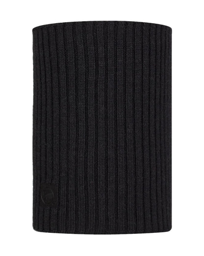 Graphite coloured Buff Norval Merino Wool Knitted Neck Warmer on white background 