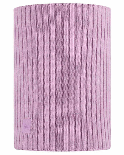 Pansy Coloured Buff Norval Merino Wool Knitted Neck Warmer on white background 