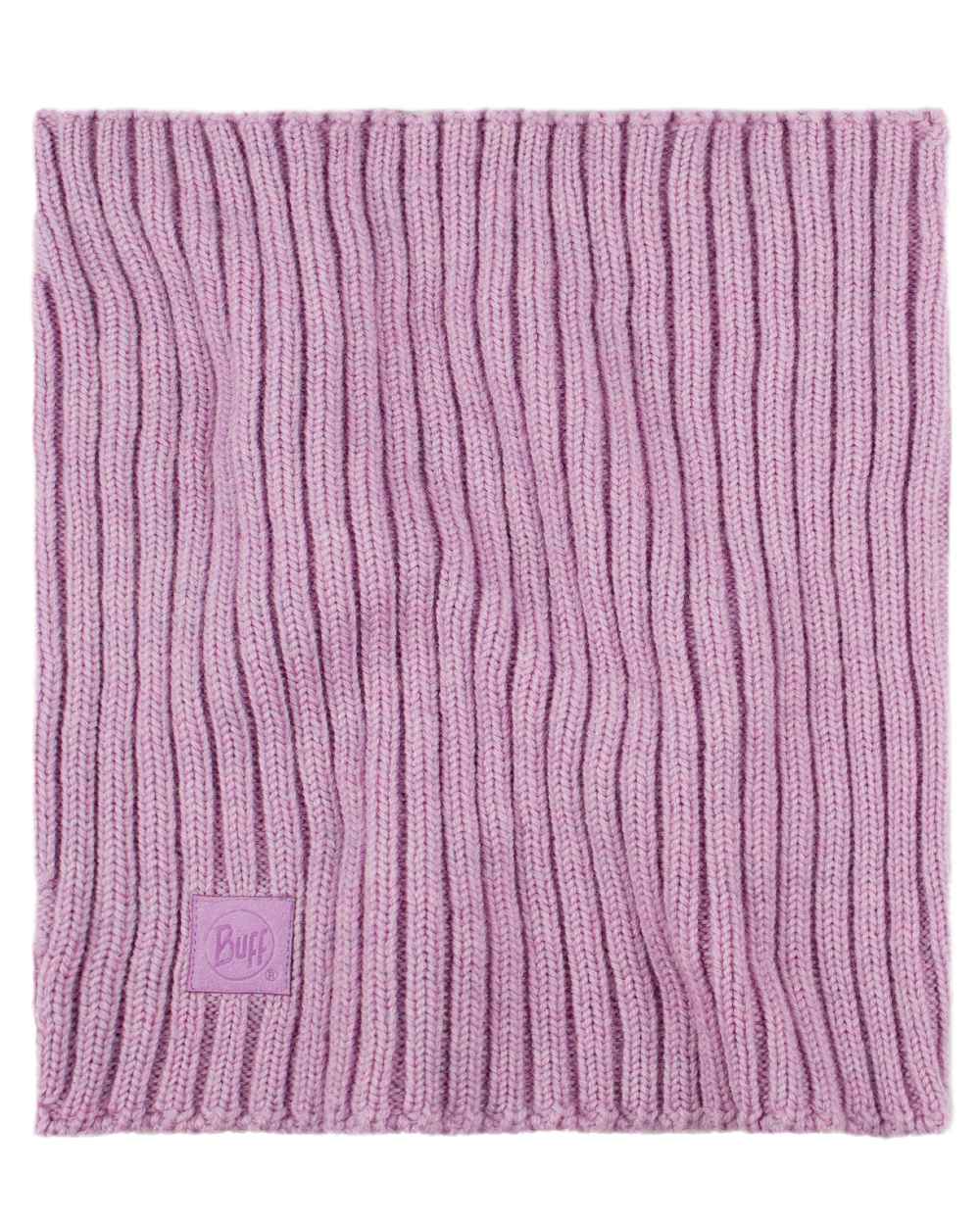 Pansy Coloured Buff Norval Merino Wool Knitted Neck Warmer on white background 