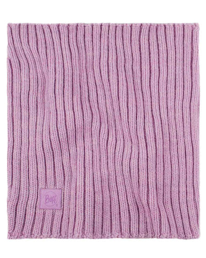 Pansy Coloured Buff Norval Merino Wool Knitted Neck Warmer on white background 