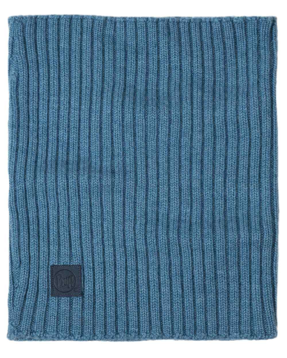 Water Coloured Buff Norval Merino Wool Knitted Neck Warmer on white background 