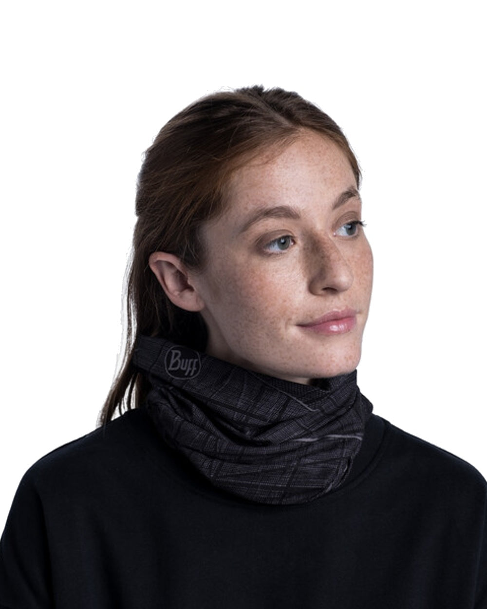 Embers Black Coloured Buff Original EcoStretch Neckwear on white background 