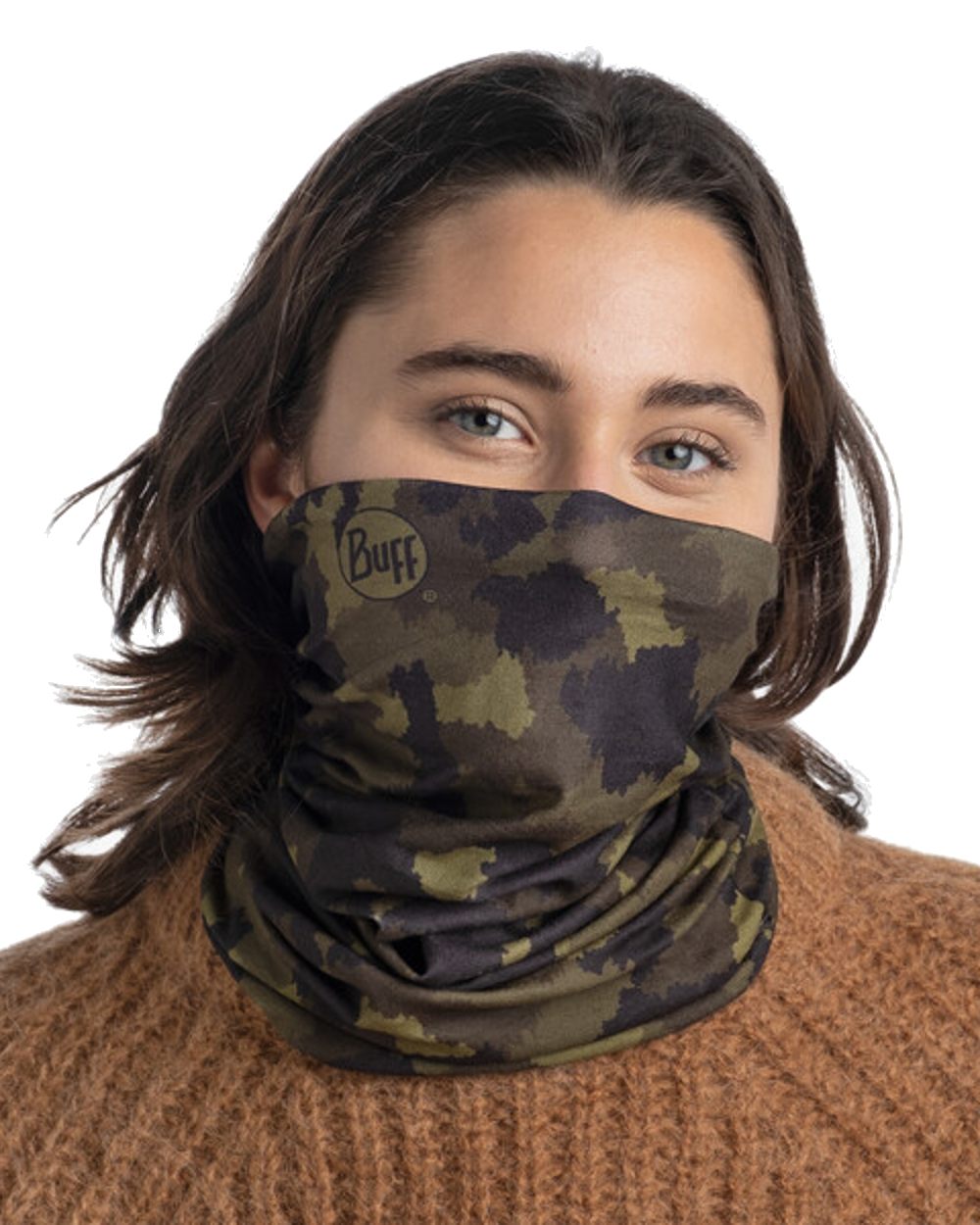 Military Coloured Buff Original EcoStretch Neckwear on white background 