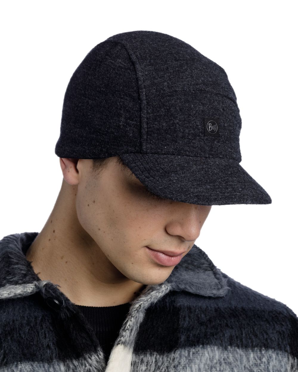 Black Coloured Buff Pack Merino Fleece Cap on white background 