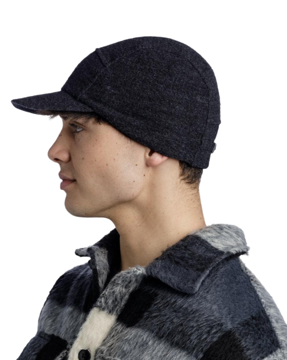 Black Coloured Buff Pack Merino Fleece Cap on white background 