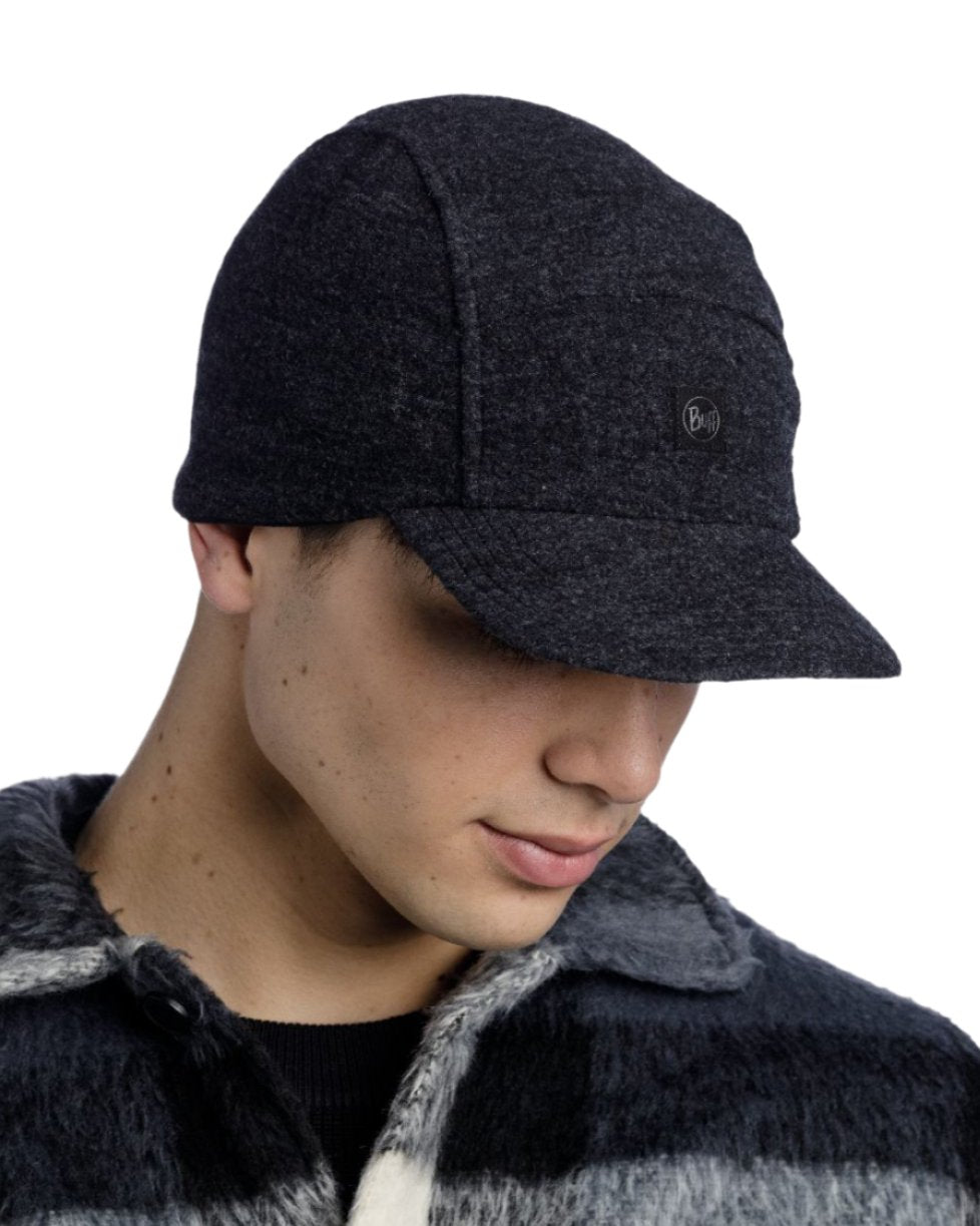 Black Coloured Buff Pack Merino Fleece Cap on white background 