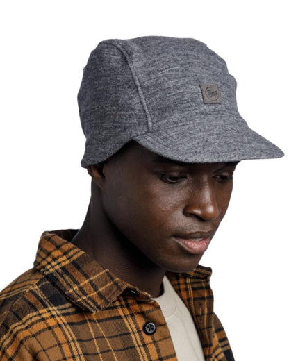 Grey Coloured Buff Pack Merino Fleece Cap on white background 