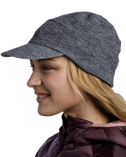 Grey Coloured Buff Pack Merino Fleece Cap on white background 