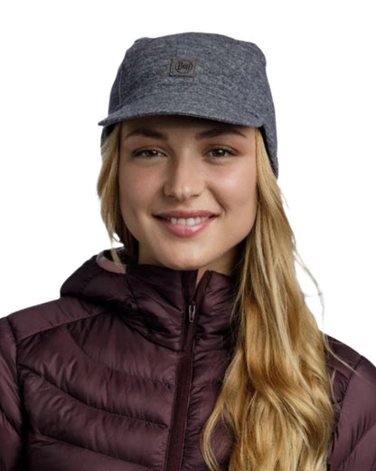 Grey Coloured Buff Pack Merino Fleece Cap on white background 