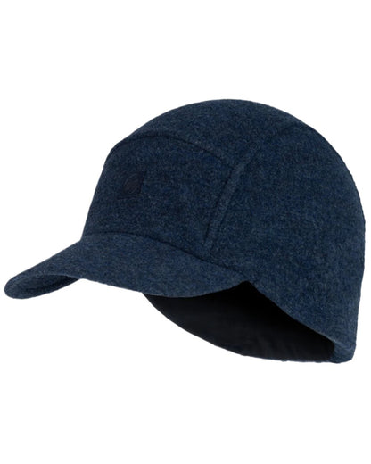 Navy Coloured Buff Pack Merino Fleece Cap on white background 