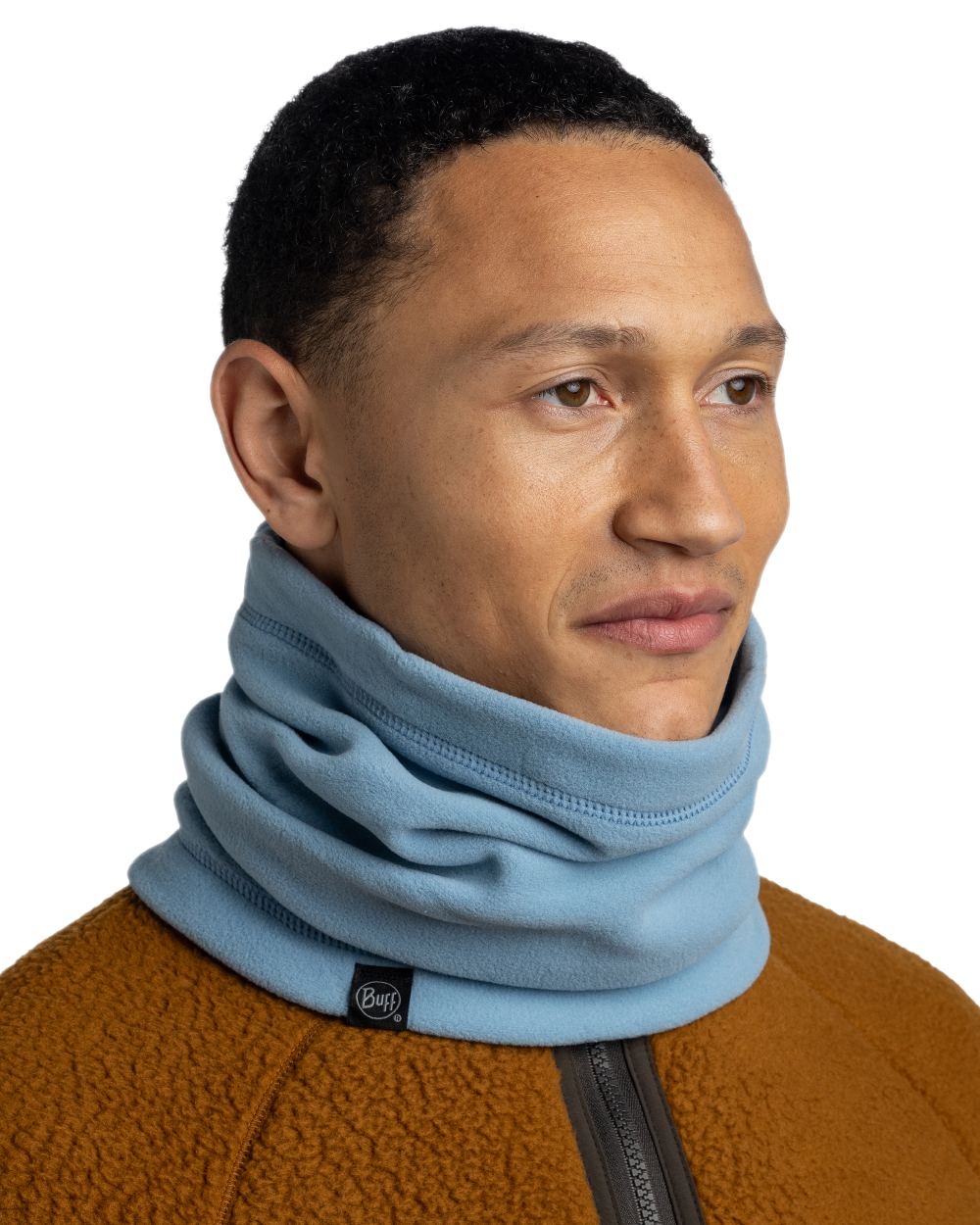 Lake Blue Coloured Buff Polar Neck Warmer on white background 