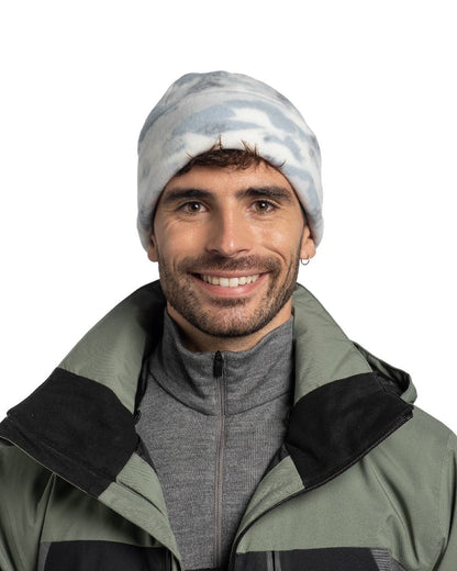 Comat Snow Coloured Buff Polar Prints Beanie on white background 