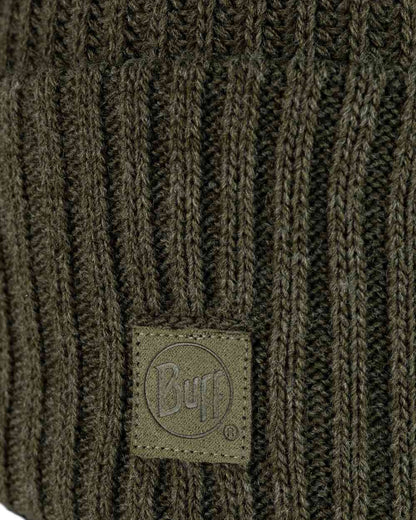 Silversage Coloured Buff Rutger Knitted Beanie on white background 