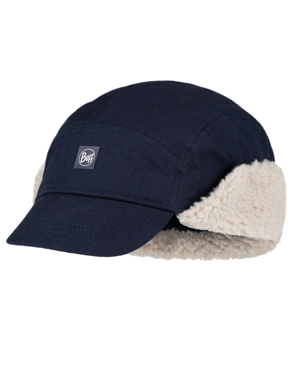 Navy Coloured Buff Simu Fall Line Cap on white background 