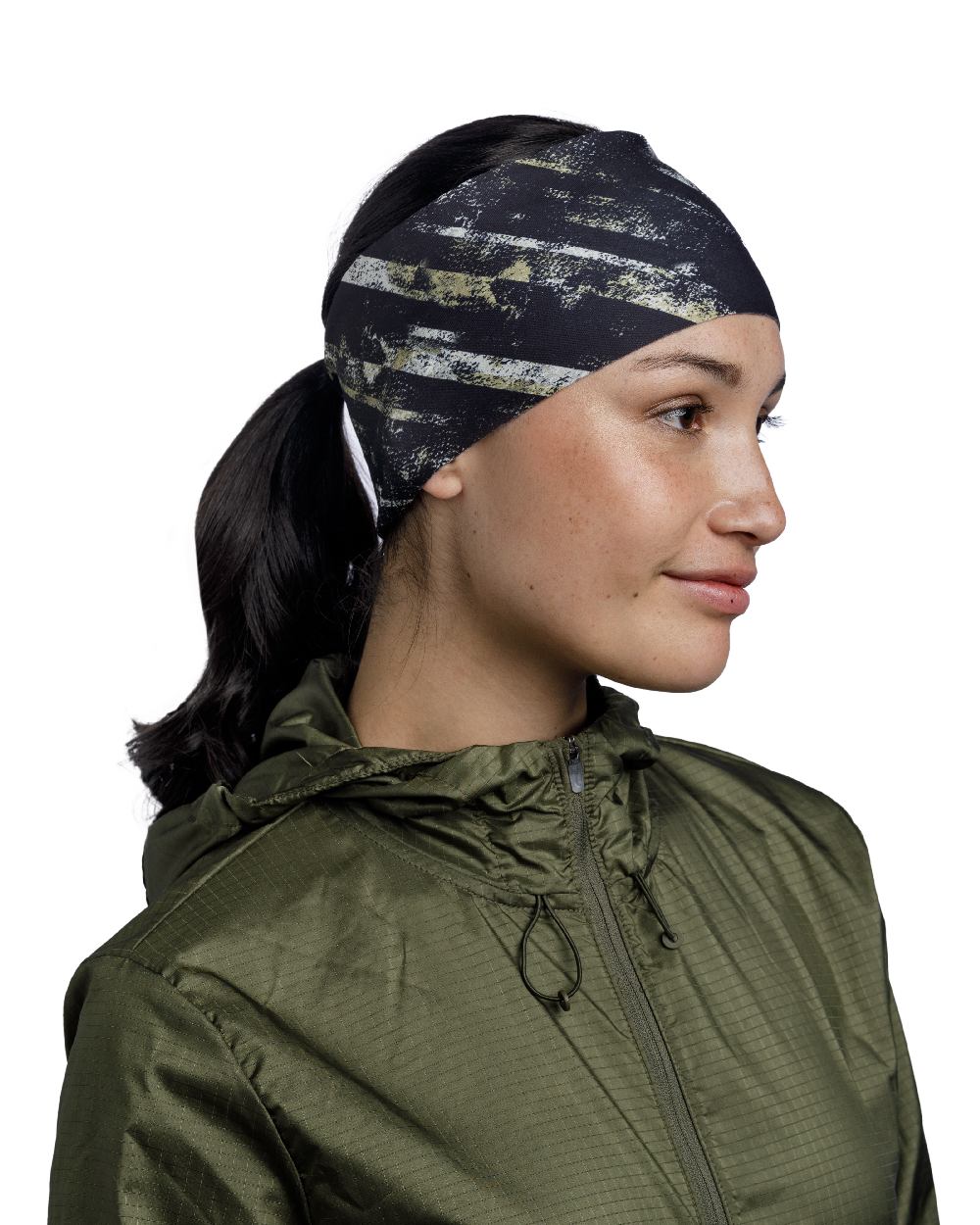 Multicolour Coloured Buff Tech Polar Headband on white background 