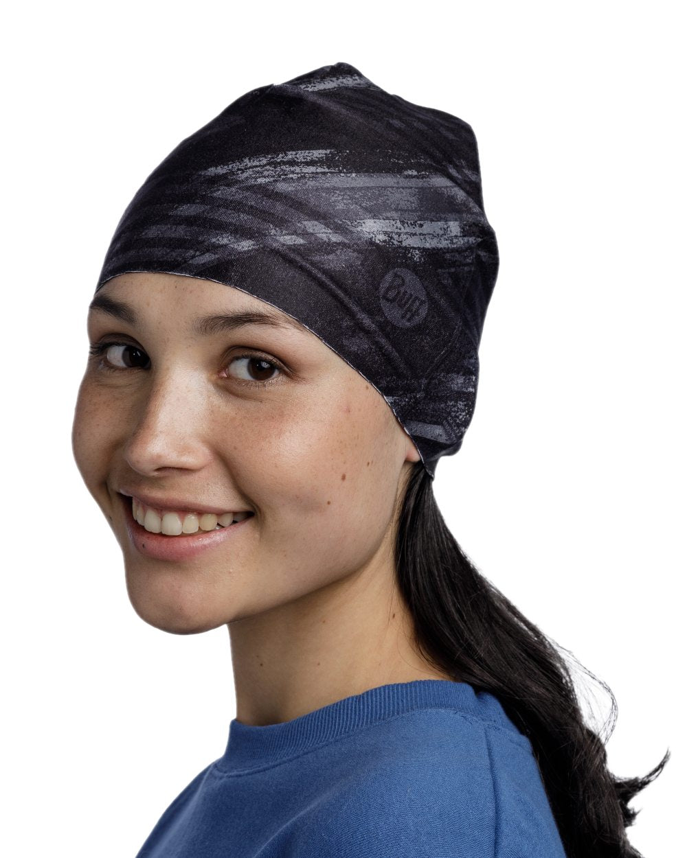 Bardeen Black Coloured Buff Thermonet Beanie on white background 