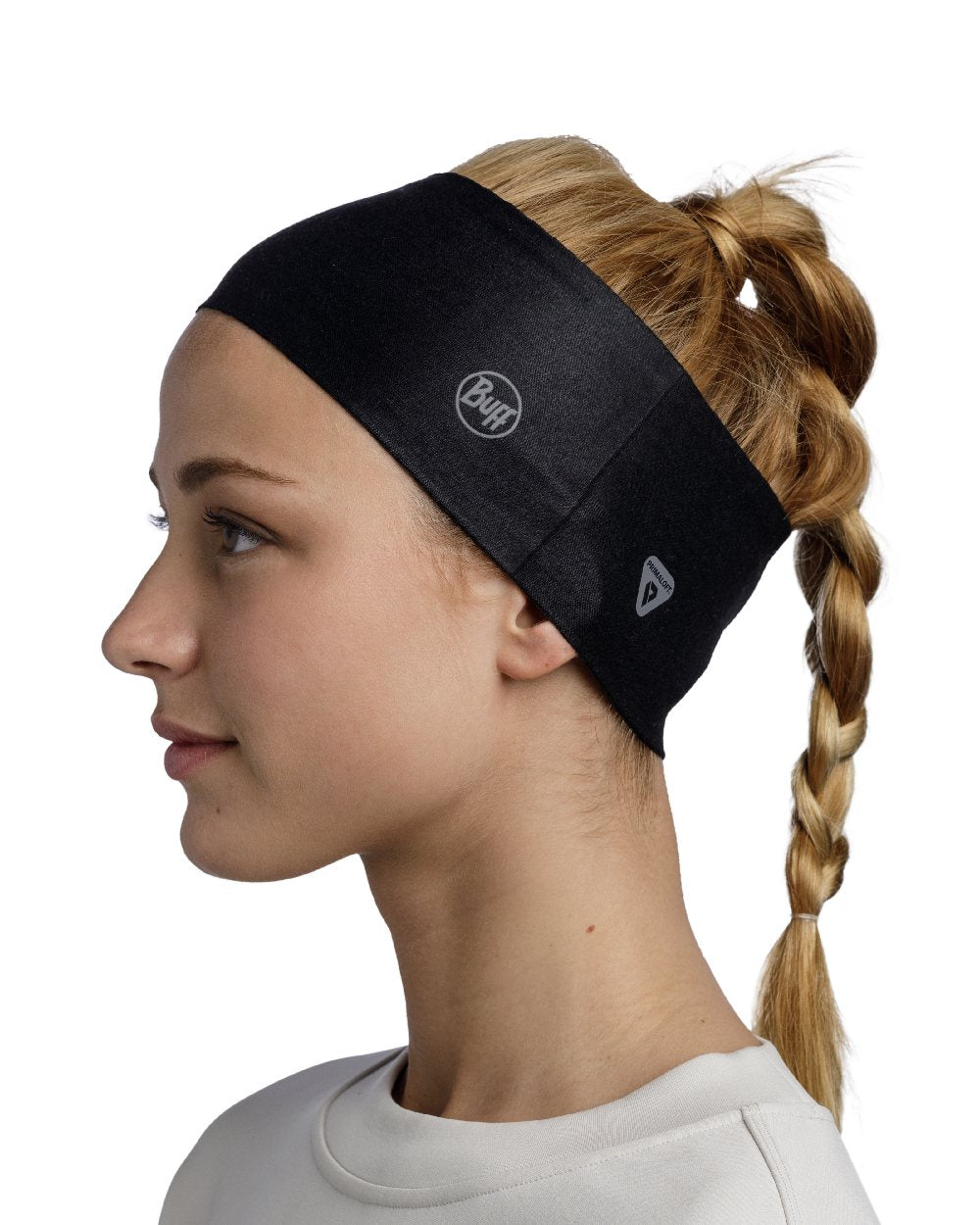 Black Coloured Buff Thermonet Headband on white background 