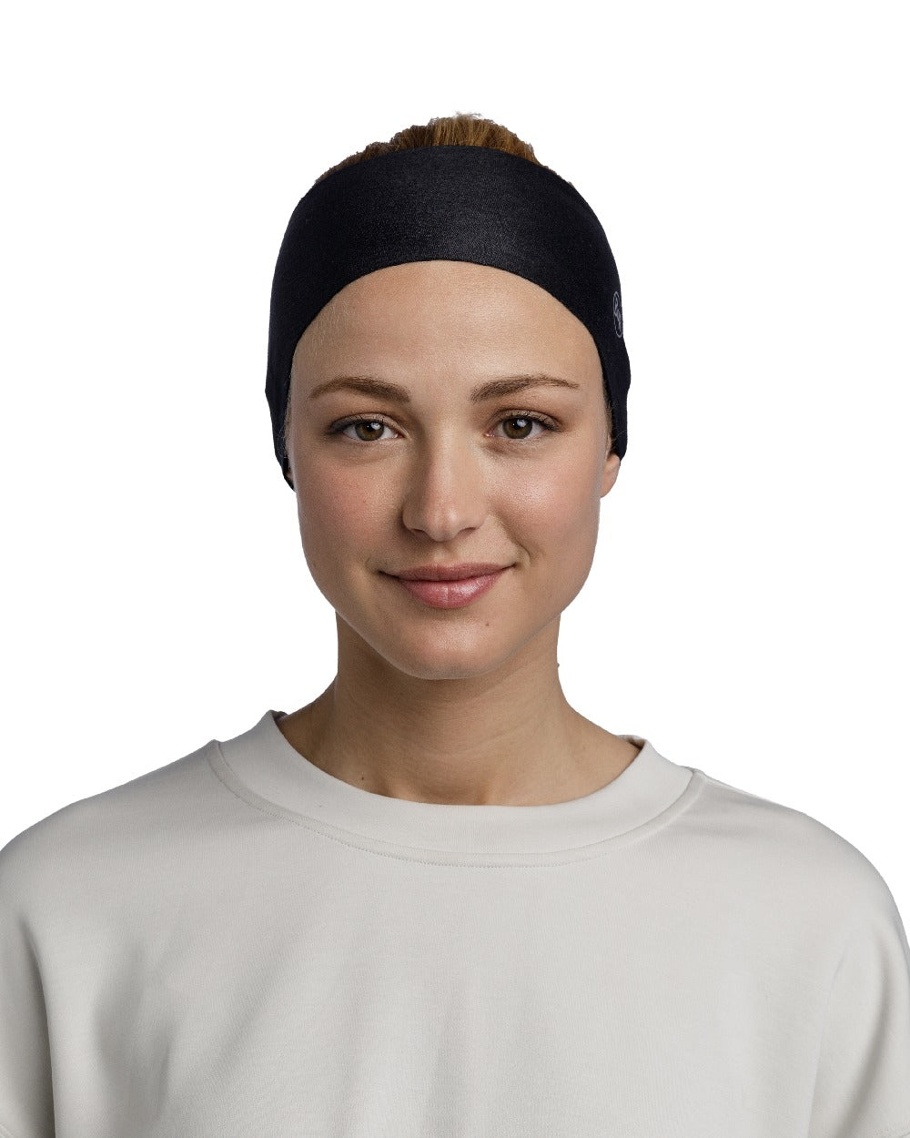 Black Coloured Buff Thermonet Headband on white background 