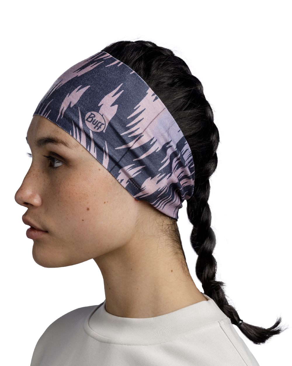 Redloy Pale Pink Coloured Buff Thermonet Headband on white background 