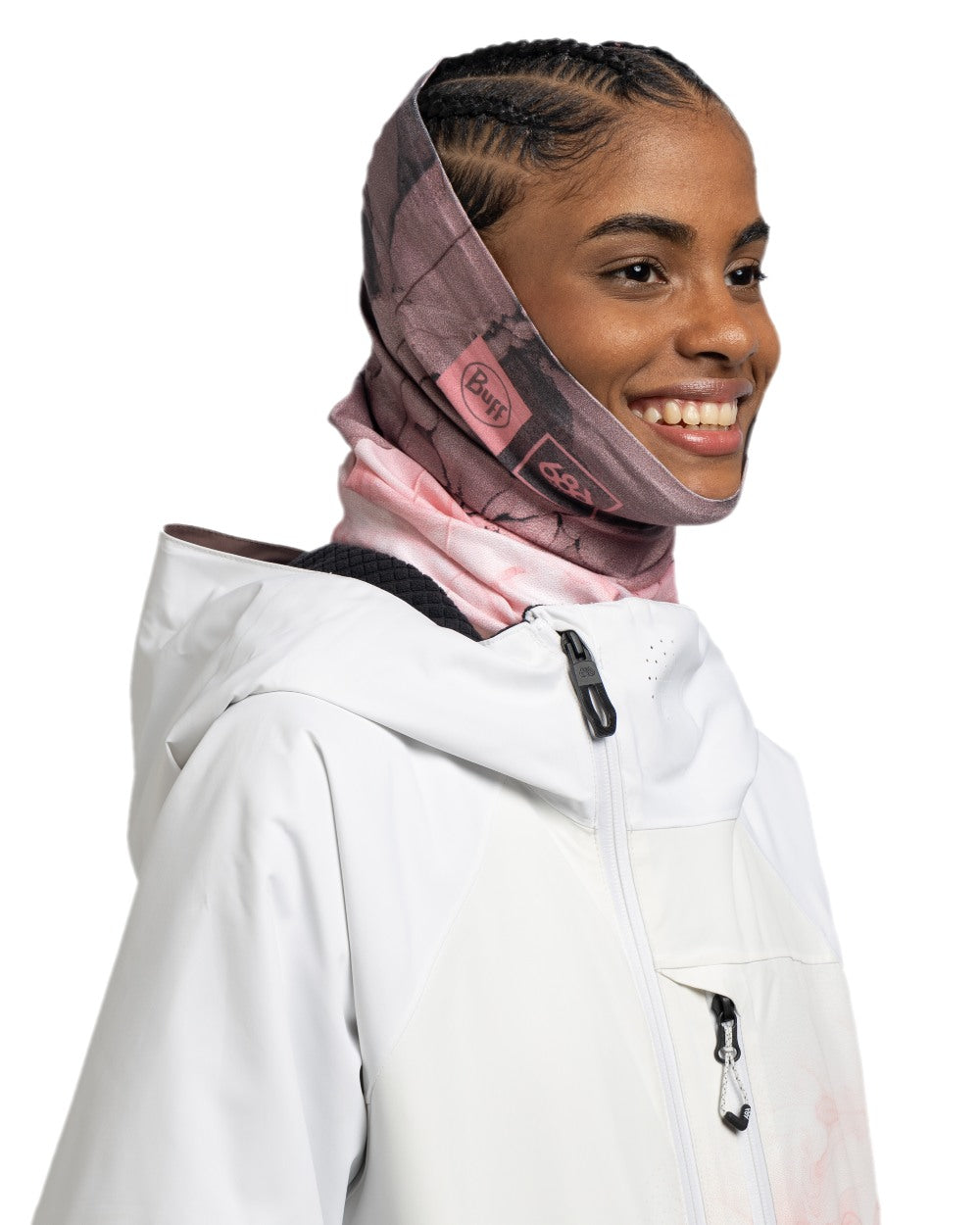 Cloudbreaker Pink Coloured Buff Thermonet Neckwear on white background 