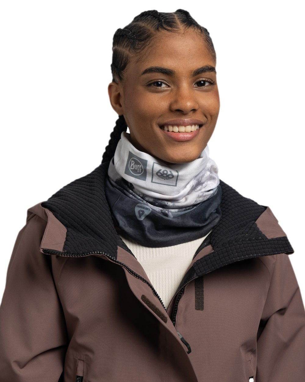 Vatna Grey Coloured Buff Thermonet Neckwear on white background 